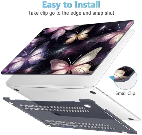 Mektron Designed Case for MacBook Pro 16 Inch A2141 Cover 2019 Release 16" with Liquid Retina Display/Touch ID, Plastic Hard Shell with Keyboard Skin & Screen Protector, Glittering Butterfly - Image 3