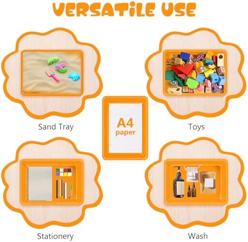 ShineMe 6 Pack Paper Trays for Classroom, Orange Plastic Book Bins with Colorful Labels, Stackable Letter Size Storage Tray, Desk Organizer Tray for Home, School and Office - Image 5