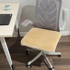 LLB Sheepskin Chair Covers Office Chair Cushion Dining Room Chair Pads Desk Seat Cushion for Computer Chair Fur Area Rugs for Living Room 19x19 Inch (Pack of 1), Shearling Pearl - Image 3