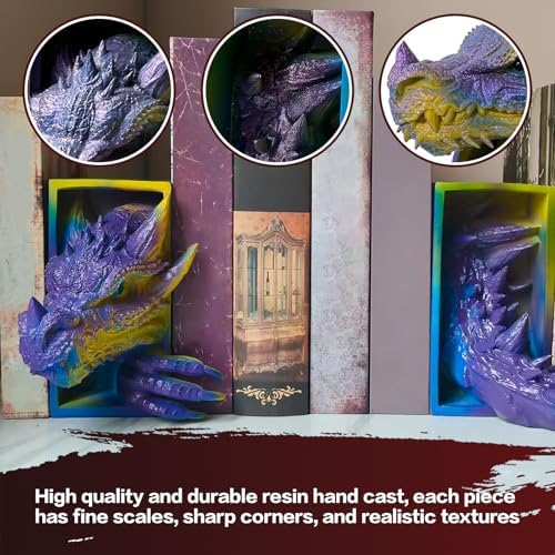 Dragon Bookshelf Decor,Dragon Bookends,Gothic Fantasy Bookends - Image 6