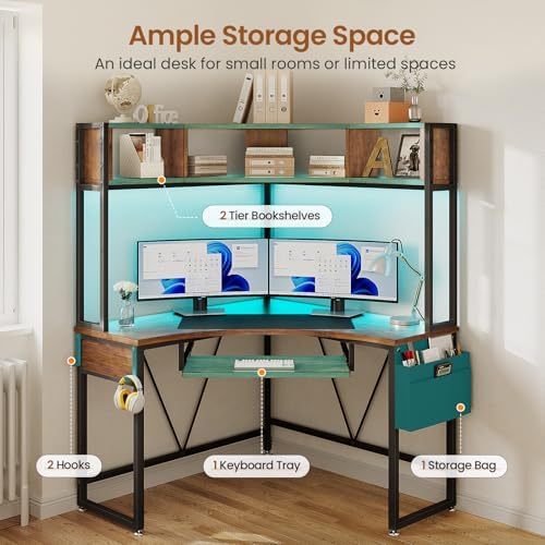 SEDETA 39" Spacious Corner Desk with Hutch, Storage for Small Space - Image 5