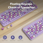 Wireless Keyboard and Mouse Combo, Purple, Round Keycaps, Tablet Holder - Image 3