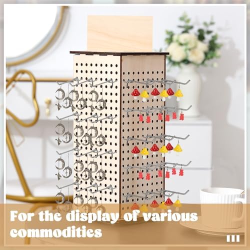 Kigley 4 Sided Rotating Display Stand, Wood Rack, 4.7 x 4.7 x 11.8 Inch - Image 4