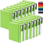 feela 15 Pack Pocket Small Notebooks Bulk, Mini Cute Memo Notepads Hardcover College Ruled Lined Journals with Pen Holder for Women Girls Office School, with 15 Black Pens, 3.5”x 5.5”, A6, Green by feela
