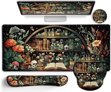 LIMKRIAN Goth Skull Mouse Pad Set Large Desk Mat for Desktop Decor by LIMKRIAN