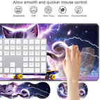 4 in 1 Ergonomic Keyboard Wrist Rest & Mouse Pad Wrist Rest Set, Large XXL Gaming Desk Mat 31.5"x 11.8" with Non-Slip Base, Memory Foam for Home Office Study Gaming, Cute Cat Playing Scooter - Image 3