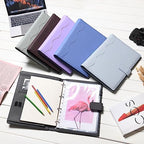 Wonderpool A4 PU Leather Ring Holder Writing Portfolio Multi Document Case with Removable Binder Clipboard and Functional Pocket for Organizer Office Travel School (Gainsboro) - Image 3