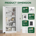 Letaya Metal Garage Storage Cabinets with Lock Door and Adjustable Shelves, Steel Tool Cabinets for Home,Office,Warehouse Organisieren (White, 72" H) - Image 5