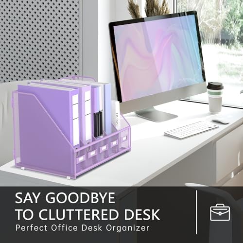 DALTACK 5-Slot Magazine File Holder, Metal Binder Holder, Purple - Image 5