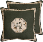 ISAENNE Vintage Linen Square Throw Pillow Cover,Set of 2,18"x18"-Murad E by Isaennehomedecoration