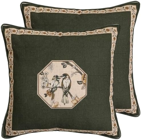 ISAENNE Vintage Linen Square Throw Pillow Cover,Set of 2,18"x18"-Murad E by Isaennehomedecoration