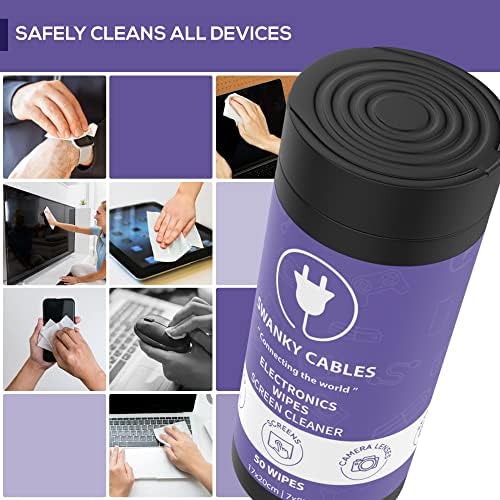 Swanky Cables Screen Cleaner Wipes: Electronic Wipes for Screens - Computer Screen Wipes for Lens, Phone, Tv Screen and Monitor Cleaning - Tech Wipes & Microfiber Cloth (Canister, 300 Count) - Image 3