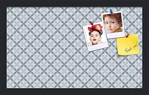 PinPix 20x12 inch Cork Bulletin Board. This Decorative Framed Pin Board Comes with Diamond Pattern in Shades of Blue Design and Satin Black. Ideal for Home, Office Decor or School (PinPix-222) by PinPixBulletinBoards