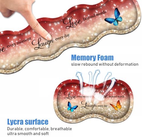 Ergonomic Keyboard Wrist Rest & Mouse Pad Wrist Rest Set,Large XXL Gaming Desk Mat 31.5"x 11.8",Non-Slip Base, Memory Foam,Easy Typing Pain Relief for Office & Home,Red Glitter Quote Live Laugh Love - Image 4