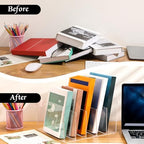 Affrolling 2 Pcs Acrylic File Organizer 5 Slots Clear Desktop File Collator Sturdy Acrylic File Folder Holder for Mail Letter Paper Document Office Home - Image 5