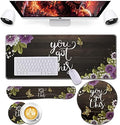 Bxgolkgd Keyboard Wrist Rest and Mouse Pad Wrist Support Set,Ergonomic Memory Foam Wrist Pad & Non Slip Base for Home Office Working Studying Easy Typing,Pain Relief,Flower Butterfly You Got This by Bxgolkgd