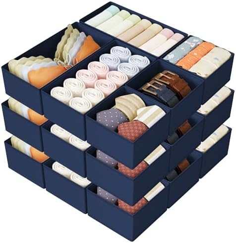 DIMJ Drawer Organizer Clothes Storage - 18 Pack Baby Dresser Organizer for Nursery, Foldable Drawer Dividers for Bedroom Closet Organization, Fabric Storage Bins for Socks, Underwears, Bras by DiMJ