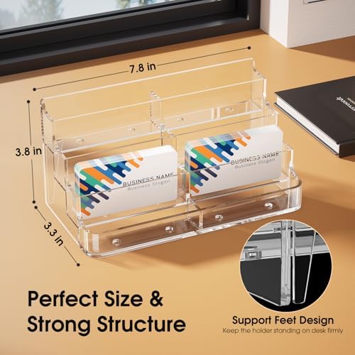 MaxGear 4 Pack Acrylic Business Card Holder, Card Display Stand, 8 Pockets - Image 3