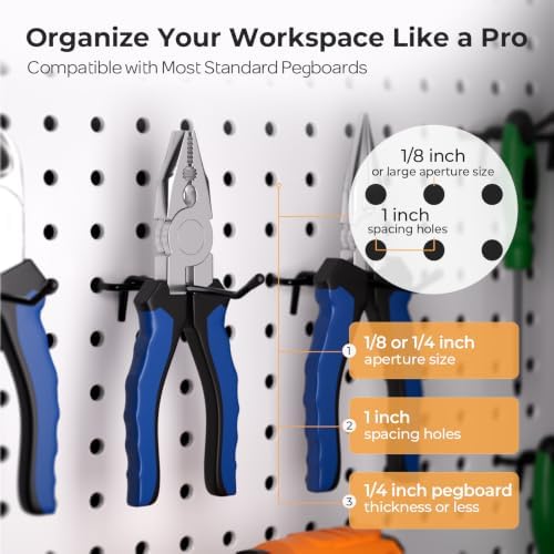 INCLY 120 Pack Pegboard Hooks, 4/6/8 Inch Peg Board Hooks Accessories - Image 5
