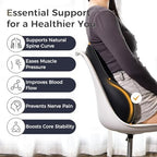 Coverado Lumbar Support Pillow for Car, Ergonomic Memory Foam Back Pillow for Office Chair, Back Cushion for Back Pain Relief, PU Leather Car Lumbar Support for Driving Seat - Black&Gray - Image 3