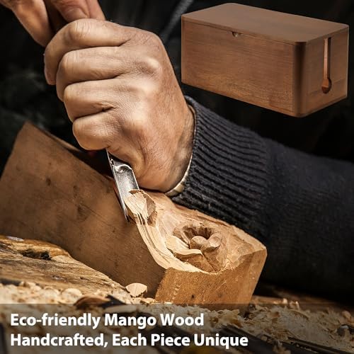 ZhiYo Wood Cable Management Box, Large Cord Organizer Box for Power Strip - Image 6