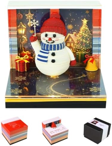 3D Art Calendar Memo Pad 2027,Desk Time Piece Calendar 3D Christmas Snowman Notepad Creative Rip Away Calendar Paper Carving Note by Dawnvive