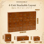 Modular Apothecary Cabinet with 48 Drawers I Stackable Library Card Catalog Organizer, Solid Wood Desktop Storage with Metal Label Holders for Makeup, Crafts, Oils, Tea & Office Supplies - Image 3