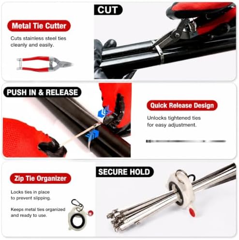 Metal Zip Ties Gun Tool Set with 150pcs Stainless Steel Zip Ties 11.8 inch - Image 7