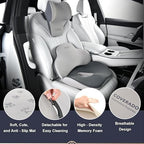 Coverado Car Seat Cushion and Lumbar Support with Headrest Pillow Memory Foam Ergonomic Back Support Driving Seat Cushion Neck Head Pillow, Back Pain Relief, Cushion for Car Driver Office - Image 5