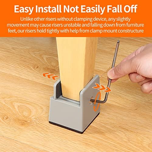 Bed Risers 2 Inch with Adjustable Screw Clamp,4 Pack Black - Image 5