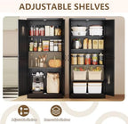 Black Metal Storage Cabinet, 71" Kitchen Pantry Cabinets for Office - Image 4