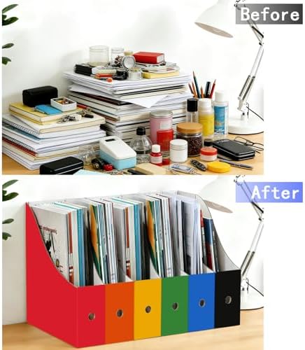 Limitliho 24 Pack Six color Cardboard Magazine Holder for Desk or Shelves - Image 6