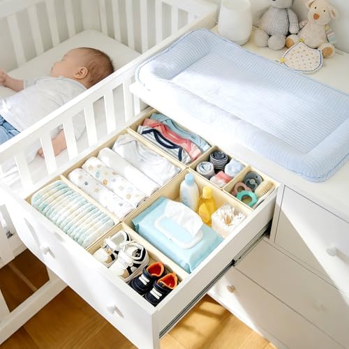 DIMJ Drawer Organizer Clothes - 20 Pack Closet Drawer Organizer Bins for Baby Clothes Storage, Fabric Dresser Organizer for Nursery Bedroom, Foldable Small Drawer Dividers for Underwear Socks - Image 3