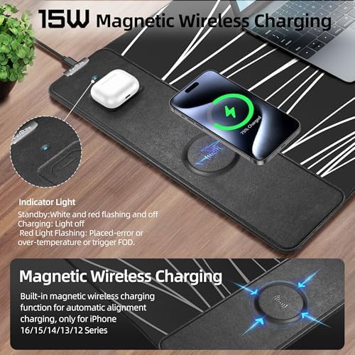 Mouse Pad with Magnetic Wireless Charging, 31.5"x15.8" XXL Desk Mat - Image 2