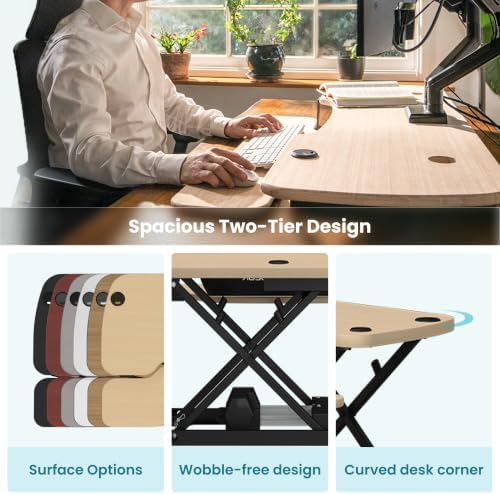 VERSADESK PowerPro 36 Inch Electric Standing Desk Converter – Push-Button Height Adjustable Sit to Stand Desk Riser for Dual Monitors & Laptop – Motorized Desktop Workstation with Wide Keyboard Tray - Image 4
