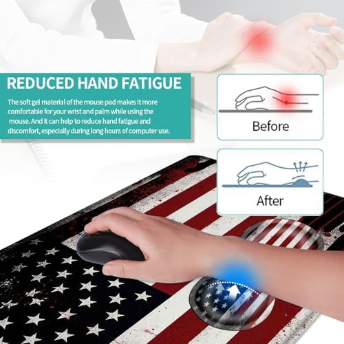 Keyboard Mouse Pad Set, Extended Gaming Mouse Pad+Ergonomics Keyboard Wrist Rest Support, Memory Foam, Easy Typing Pain Relief, 4Pcs XL Ultra Thick Desk Mat,Old American Flag - Image 5