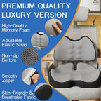 Benazcap Large Memory Foam Seat Cushion Lumbar Support Pillow for Sciatica & Tailbone Pressure Relief Coccyx Pad for Office Chair, Wheelchair, Car, Home, Office, Grey - Image 2