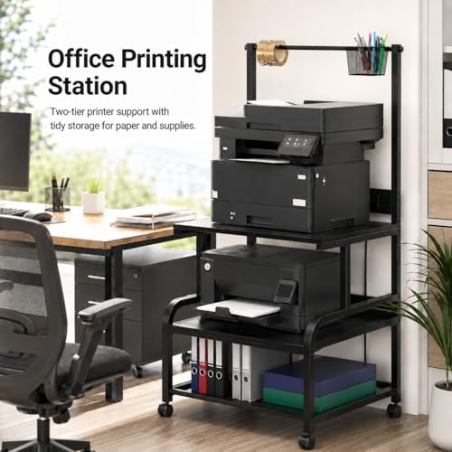 Homieasy 3D Printer Stand with Charging Station, 29.1" x22.8", Black - Image 5