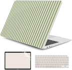 DONGKE Case for MacBook Air 13 Inch (2021-2018 Models A2337 M1/A2179/A1932), Green Stripes Hard Shell Case with Keyboard Protector, Compatible with Retina Display and Touch ID by DONGKE