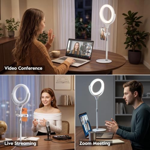 Zoom Lighting for Computer, 8 inch Ring Light with Stand for Desk - Image 2