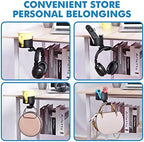 Headphone Stand 2 in 1 Desk Cup Holder Clamp Black, Under Table Headphone Holder Mechanical Telescoping Anti-Spill Cupholder with Cable Organizer, 360° Rotation Hanger Aluminum Alloy Stand Hook Headse - Image 6