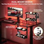Clamp On Desk Shelf Organizer, 2-Tier Storage with Hooks - Image 5
