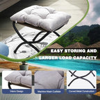 15" Upholstered Folding Foot Rest Stool with Metal Frame Light Grey - Image 3