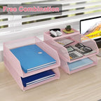 Natwind 4-Tier Stackable Metal Mesh Desk Paper Tray Organizer,Pink - Image 4