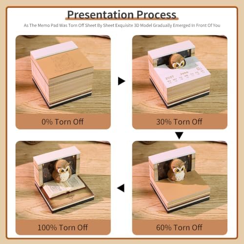 3D Calendar 2027,Time Piece Calendar 2027 with 3D Memo Pad Notepad,Cute Owl Sculpture Desk Calendars,3D Art Calendars,Tear Away Calendars,Christmas Gift,New Year Gift (Cute Owl) - Image 6