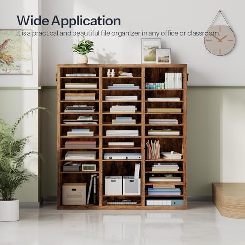 HOOBRO Literature Organizer, 36Compartments Wooden Mail Organizer, Countertop Literature Sorter with Adjustable Shelves for Home, Office, School, Student Mailbox for Classroom, Rustic Brown FG123WF01 - Image 2
