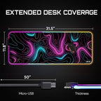 Gerlos RGB Gaming Mouse Pad, Large LED Desk Mat for Gamer, 31.5" x 11.8" - Image 3