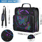 3-Ring Zipper Binder with Shoulder Strap Zip-Up Expanding File Folder Organizer Storage Fireproof Accordion Trapper Keeper Home School Office Three Butterfly (Three Butterfly) - Image 3
