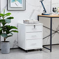 OFCASA 3 Drawer File Cabinet with Lock, Small Rolling Filing Cabinets for Home Office, Wooden Under Desk File Cabinet with Wheels, Mobile Storage Cabinet Printer Stand, for Letter/Legal/A4 Size, White by OFCASA