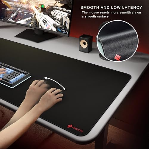 ZORESYN Large Mouse Pad 43.3x19.7 Inch, Big Desk Mat with Cloth Surface & Durable Stitching, Computer Keyboard Mat, Non-Slip Office Desk Protector for Home Office Gamers, Black - Image 3